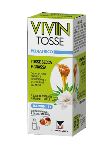 VIVIN TOSSE PEDIATRICO SCIROPPO PER TOSSE SECCA E GRASSA GUSTO FRAGOLA E CREME CARAMEL 150 ML - Speedyfarma.it