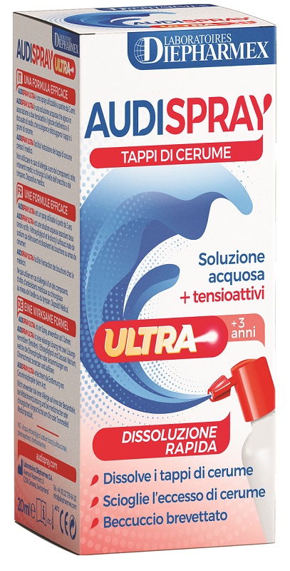 AUDISPRAY ULTRA +3 ANNI SOLUZIONE ACQUOSA + TENSIOATTIVI SPRAY TAPPI DI CERUME 20 ML - Speedyfarma.it
