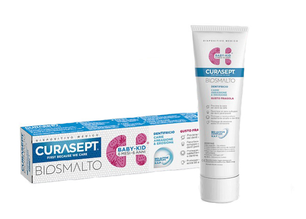 CURASEPT BIOSMALTO DENTIFRICIO BABY KID FRAGOLA CARIE ABRASIONE & EROSIONE 50 ML - Speedyfarma.it