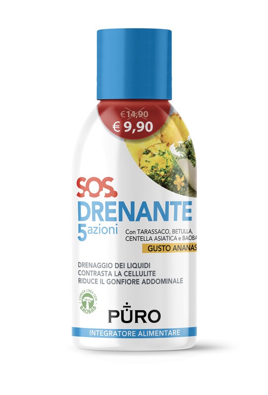 PURO DRENANTE 5 AZIONI CON BAOBAB GUSTO ANANAS 500 ML - Speedyfarma.it