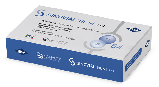 SIRINGA INTRA-ARTICOLARE SINOVIAL HL 64 ACIDO IALURONICO SALE SODICO 3,2% 32MG H-HA + 32MG H-LA/2ML 2 ML - Speedyfarma.it