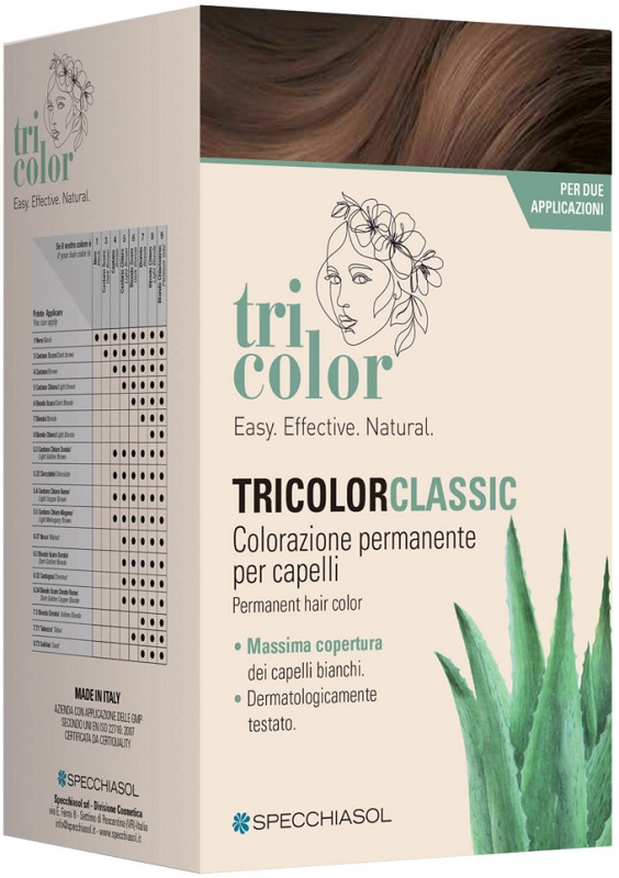 TRICOLOR CLASSIC 6,32 CASTAGNA 2 TUBI 50 ML + 2 SHAKER 50 ML + 4 BUSTINE 8 ML - Speedyfarma.it