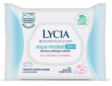 LYCIA SALVIETTINE STRUCCANTI ACQUA MICELLARE 3 IN 1 20 PEZZI - Speedyfarma.it
