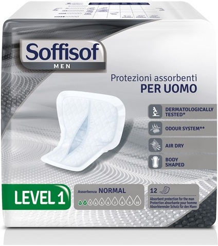 PANNOLONE PER INCONTINENZA SAGOMATO SOFFISOF MEN LEVEL 1 12 PEZZI - Speedyfarma.it