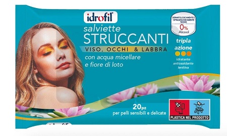 IDROFIL SALVIETTINE STRUCCANTI ACQUA MICELLARE E FIOR DI LOTO 20 PEZZI - Speedyfarma.it