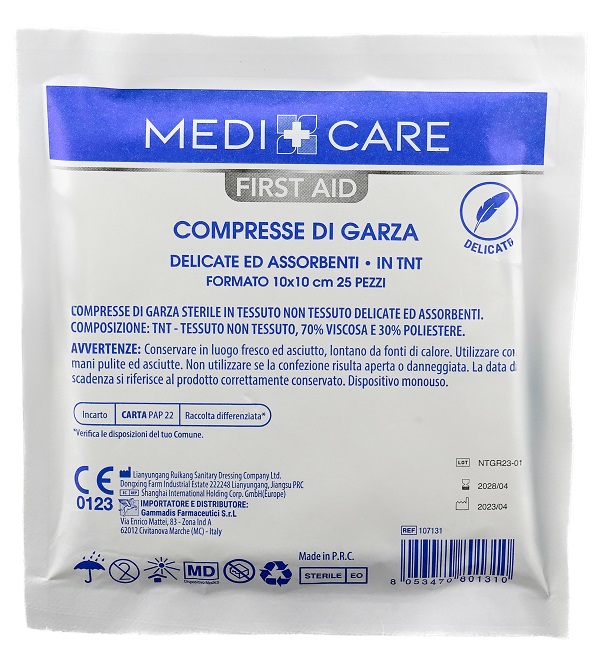 GARZA MEDICARE COTONE 10X10 CM 25 PEZZI - Speedyfarma.it