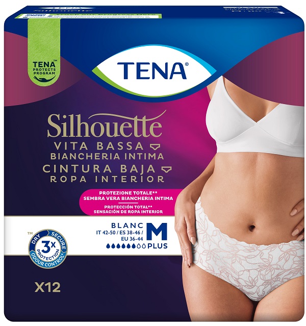 PANNOLONE A MUTANDINA ASSORBENTE TENA SILHOUETTE PLUS WHITE MEDIUM 12 PEZZI - Speedyfarma.it