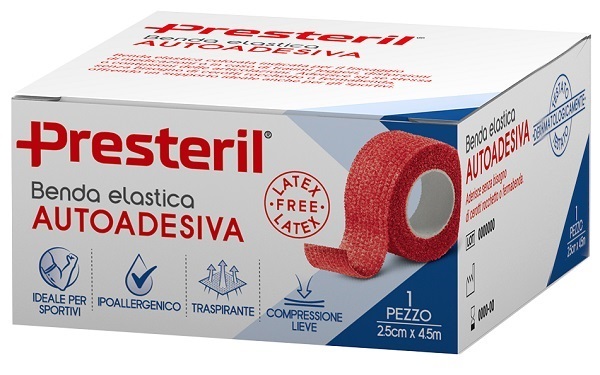 BENDA ELASTICA AUTOADESIVA LATEX FREE PRESTERIL CM 2,5X4,5 M TESI ROSSO - Speedyfarma.it