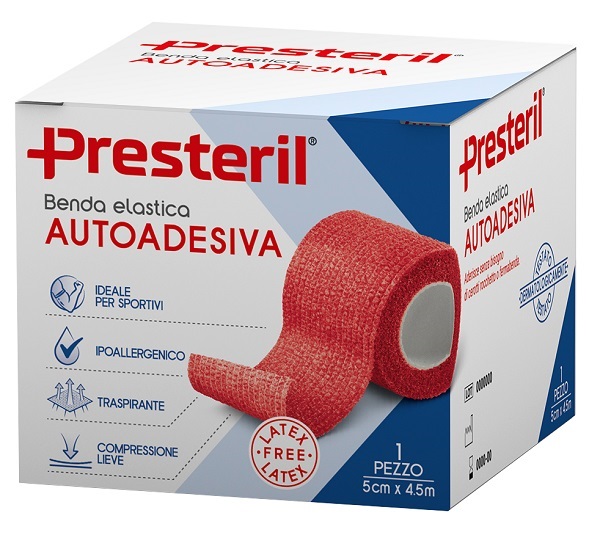 BENDA ELASTICA AUTOADESIVA LATEX FREE PRESTERIL CM 5X4,5 M TESI ROSSO - Speedyfarma.it