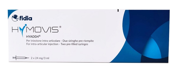 SIRINGA INTRA-ARTICOLARE PRERIEMPITA HYMOVIS HYADD4 ESADECILLAMIDE ACIDO IALURONICO 24MG/3ML 2 PEZZI DA 3 ML NON STERILIZZATO A ETO - Speedyfarma.it