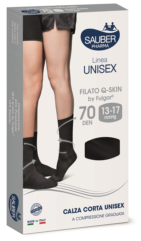 SAUBER PHARMA UNISEX QSKIN CALZA CORTA 70 NERO LARGE - Speedyfarma.it