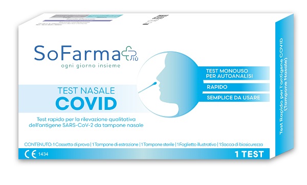 TEST ANTIGENICO RAPIDO COVID-19 NASALE AUTODIAGNOSTICO DETERMINAZIONE QUALITATIVA ANTIGENI SARS-COV-2 IN TAMPONI NASALI MEDIANTE IMMUNOCROMATOGRAFIA SOFARMAPIU' - Speedyfarma.it