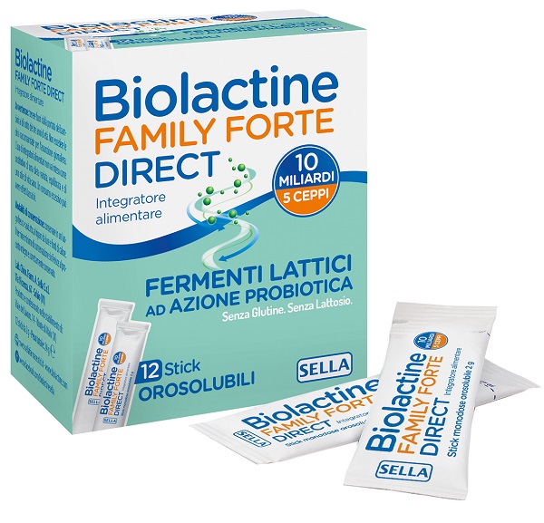 BIOLACTINE FAMILY FORTE DIRECT 10 MILIARDI 12 STICK OROSOLUBILI - Speedyfarma.it