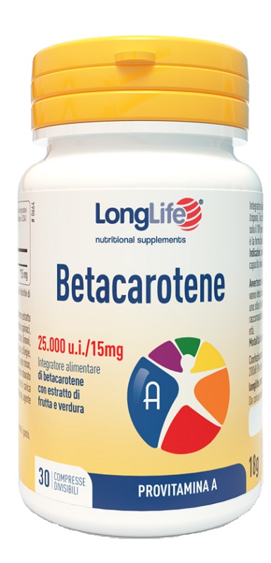 LONGLIFE BETACAROTENE 25000UI 30 COMPRESSE DIVISIBILI SENZA GLUTINE - Speedyfarma.it