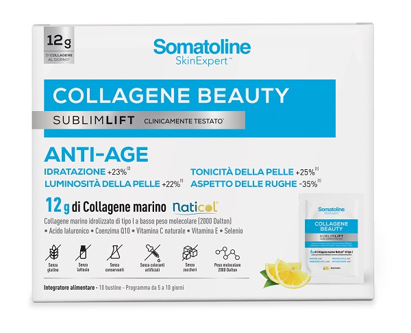 SOMATOLINE COLLAGENE BEAUTY SUBLIMLIFT 10 BUSTINE GUSTO LIMONE SENZA GLUTINE SENZA LATTOSIO - Speedyfarma.it