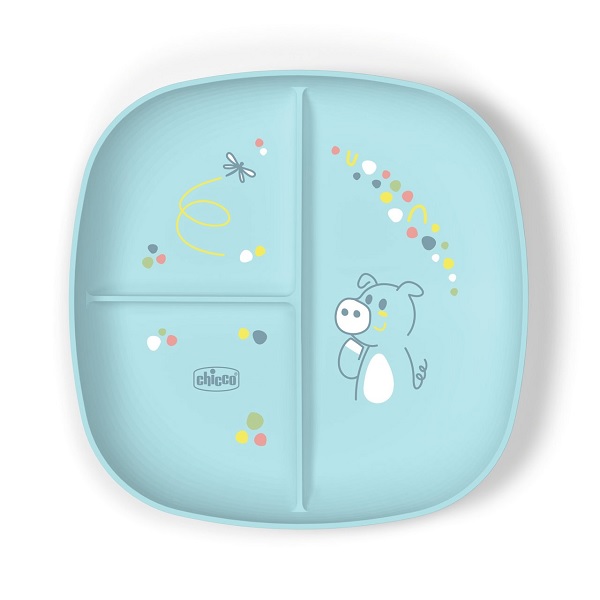 CHICCO PIATTO PORZIONATO AZZURRO 12M+ - Speedyfarma.it