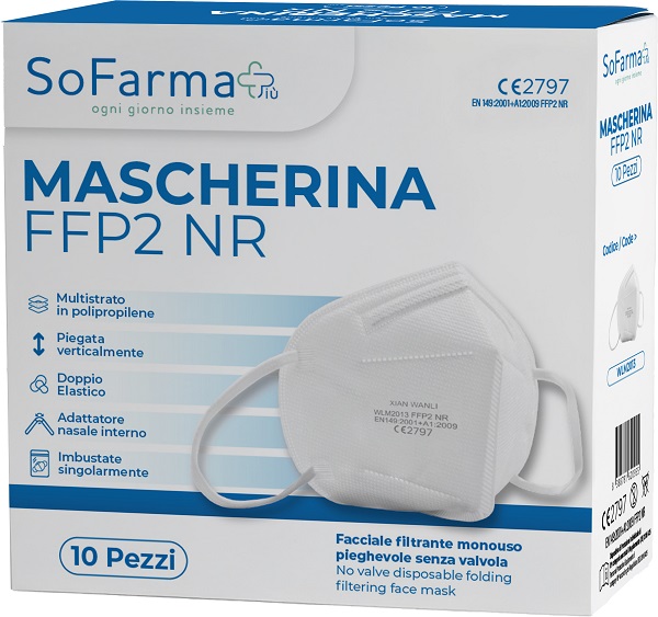 MASCHERINA FFP2 BIANCA 10 PEZZI SOFARMAPIU' - Speedyfarma.it