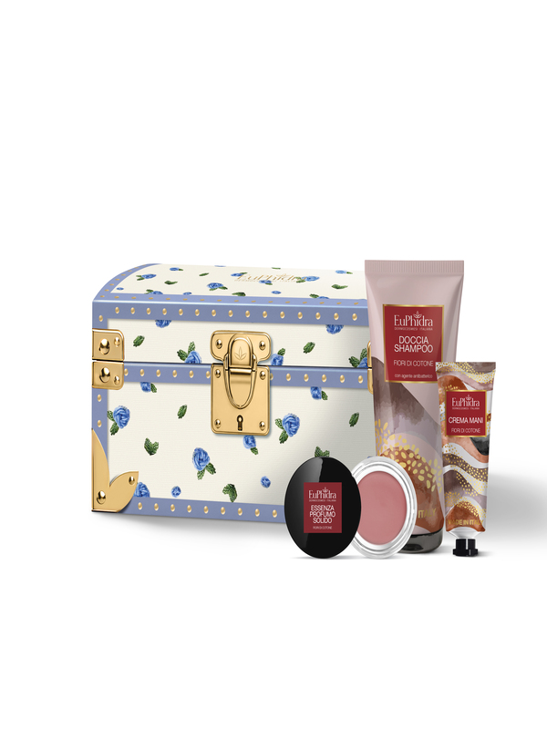 EUPHIDRA FAZZOLETTO RICAMATO COFANETTO FIORI DI COTONE DOCCIA SHAMPOO 200 ML + CREMA MANI 50 ML + ESSENZA PROFUMO SOLIDO 15 G - Speedyfarma.it
