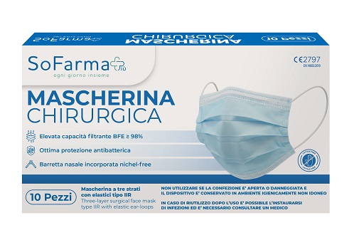 MASCHERINA CHIRURGICA HIGH PROTECTION MASK COLORE BLU 10 PEZZI - Speedyfarma.it
